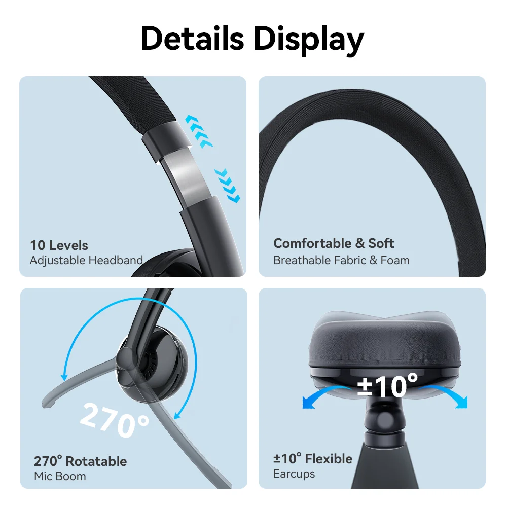 EMEET Wired Headset with Microphone Call Center USB Headphones ENC Noise Cancelling Office Cable Earphones for Phone/PC Computer - AliExpress 44 - Image 6