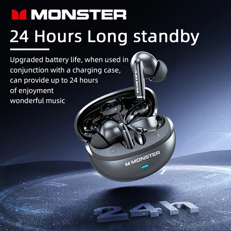 Monster MQT39 Gaming Earphone Ture Wireless Bluetooth 6.0 Headphones Low Latency Noise Reduction Earbuds Headset With Mic New - Image 3